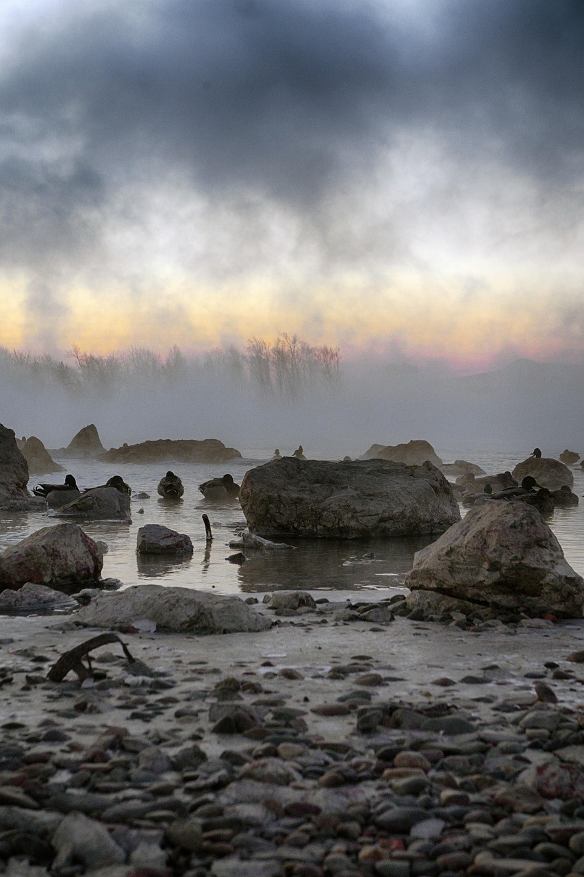 yenisei, river, nature, winter, frost, morning, stroll, the park, city, snow, water, reflection, sky, ecology, problem